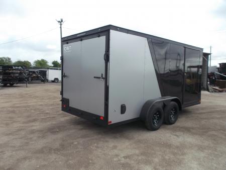 New 2026 Covered Wagon Trailers 7x16 Cargo Trailer / Enclosed Trailer / 6'6" Interior / Extra Wide Ramp / 48" RV Door / Black & Silver Slant Package / Black Out Package