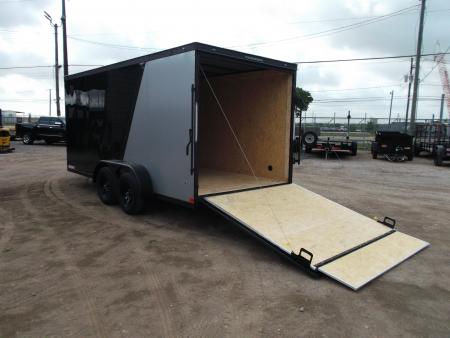 New 2026 Covered Wagon Trailers 7x16 Cargo Trailer / Enclosed Trailer / 6'6" Interior / Extra Wide Ramp / 48" RV Door / Black & Silver Slant Package / Black Out Package