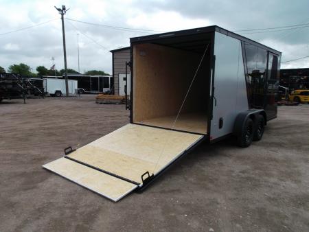 New 2026 Covered Wagon Trailers 7x16 Cargo Trailer / Enclosed Trailer / 6'6" Interior / Extra Wide Ramp / 48" RV Door / Black & Silver Slant Package / Black Out Package