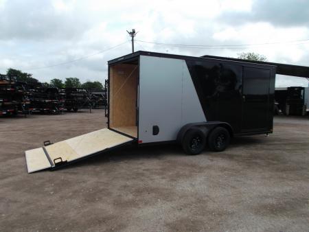 New 2026 Covered Wagon Trailers 7x16 Cargo Trailer / Enclosed Trailer / 6'6" Interior / Extra Wide Ramp / 48" RV Door / Black & Silver Slant Package / Black Out Package