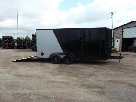 New 2026 Covered Wagon Trailers 7x16 Cargo Trailer / Enclosed Trailer / 6'6" Interior / Extra Wide Ramp / 48" RV Door / Black & Silver Slant Package / Black Out Package