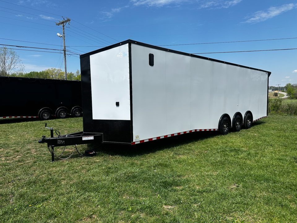 New 2026 Rock Solid Cargo 8.5x32 Race Trailer-7'6" Interior-Finished Interior-7000lbs Triple Torsions-24ft Awning- HD Ramp