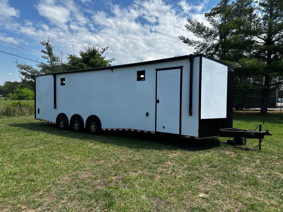 New 2026 Rock Solid Cargo 8.5x32 Race Trailer-7'6" Interior-Finished Interior-7000lbs Triple Torsions-24ft Awning- HD Ramp
