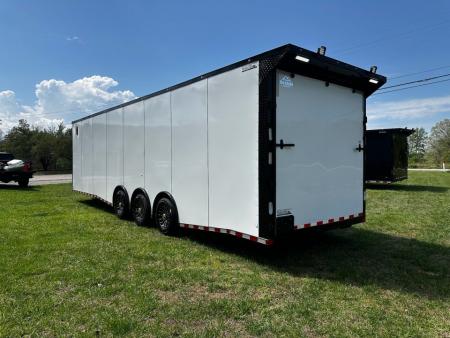 New 2026 Rock Solid Cargo 8.5x32 Race Trailer-7'6" Interior-Finished Interior-7000lbs Triple Torsions-24ft Awning- HD Ramp