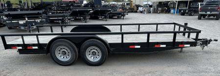 New 2025 Road Boss 83" x 18' Medium Duty, Pipe Top & Slide in Ramp Equipment Trailer