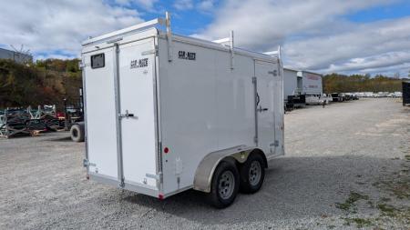 New 2026 Car Mate 6x12 Tandem Contractor Cargo Trailer w/ Barn Doors & Ladder Racks