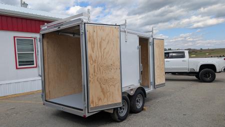 New 2026 Car Mate 6x12 Tandem Contractor Cargo Trailer w/ Barn Doors & Ladder Racks