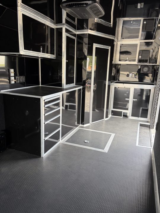 New 2026 Haulmark 34 Bathoom Race Trailer, Air Prep PKG, Awning, Polycor, Insulated, Window, 54" ALX Slide Out Step, A/C + Heat