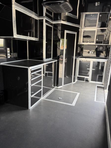 New 2026 Haulmark 34 Bathoom Race Trailer, Air Prep PKG, Awning, Polycor, Insulated, Window, 54" ALX Slide Out Step, A/C + Heat