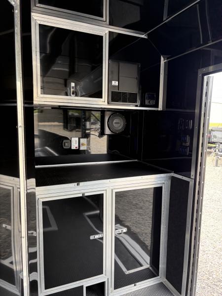 New 2026 Haulmark 34 Bathoom Race Trailer, Air Prep PKG, Awning, Polycor, Insulated, Window, 54" ALX Slide Out Step, A/C + Heat
