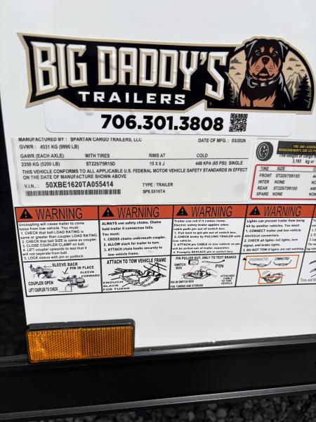 New 2026 Spartan Cargo 8.5x16 Enclosed Trailer, Pro-Series, Preferred Package, 10K GVWR, Polycor, 7' Interior, Tube Cross Members