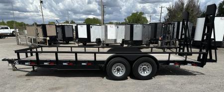 New 2024 Road Boss 83" x 20' Medium Duty, Pipe Top & Stand Up Ramps Equipment Trailer