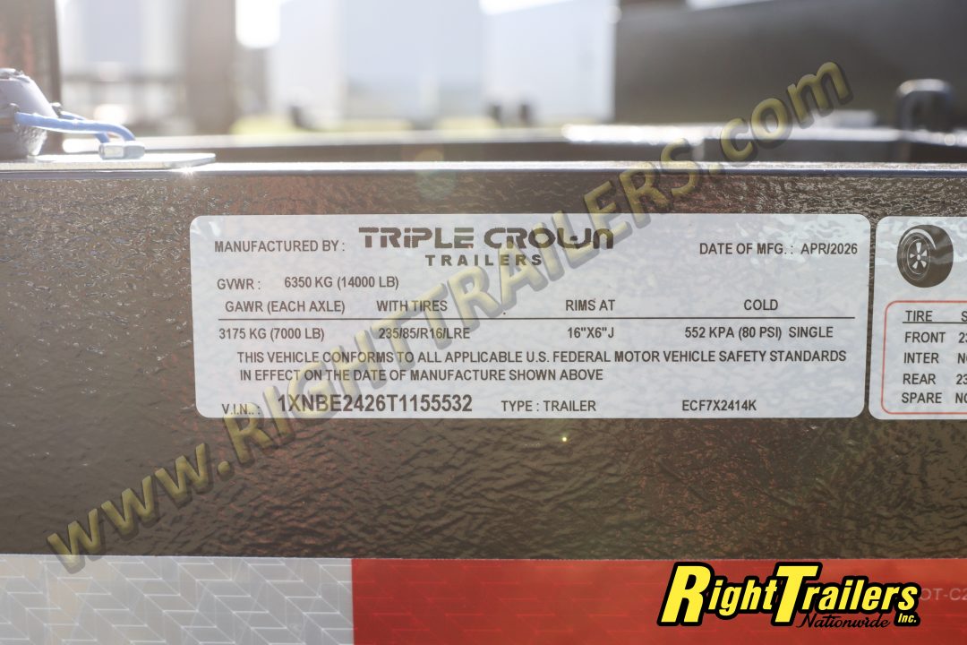 New 2026 7X24 Triple Crown Equipment Trailer