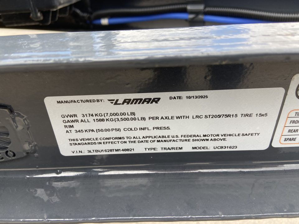 New Lamar 83"X16' UC 7K Utility Trailer