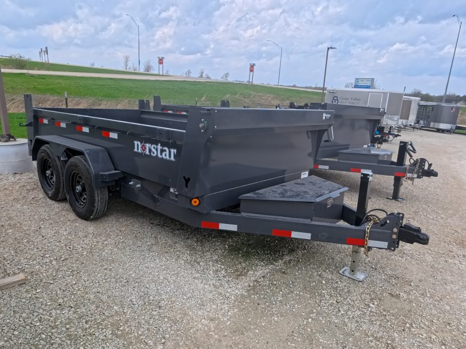 New 2026 Norstar 72 x 12 DCB Dump Trailer with 10K GVWR, Slide-In Ramps, 8 Ply Tires