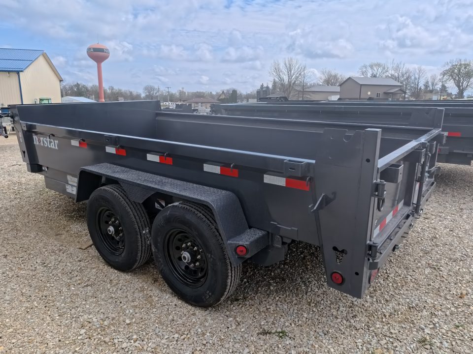 New 2026 Norstar 83 x 14 DCB Gray Dump with 14K GVWR, Scissor Hoist, Slide-In Ramps, 14 K Adj. Coupler with 2 5/16" Receiver