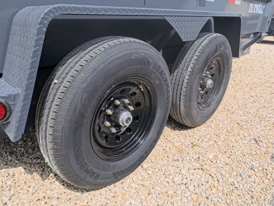 New 2026 Norstar 83 x 14 DCB Gray Dump with 14K GVWR, Scissor Hoist, Slide-In Ramps, 14 K Adj. Coupler with 2 5/16" Receiver