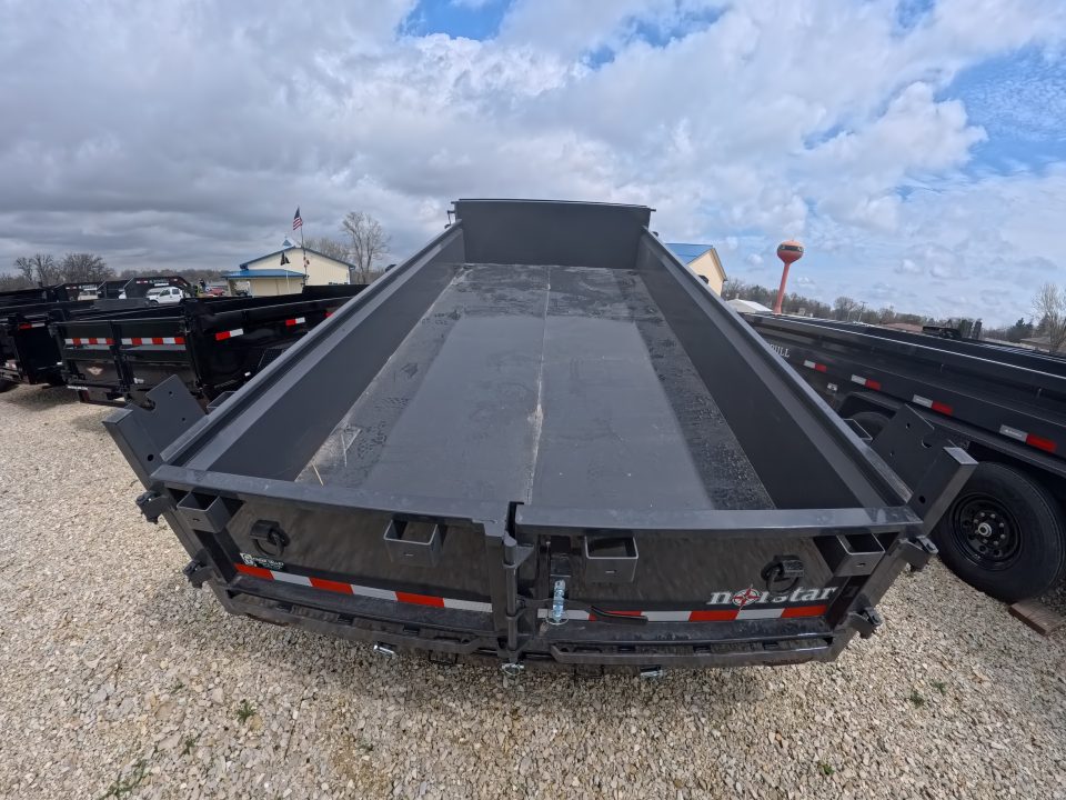 New 2026 Norstar 83 x 14 DCB Gray Dump with 14K GVWR, Scissor Hoist, Slide-In Ramps, 14 K Adj. Coupler with 2 5/16" Receiver