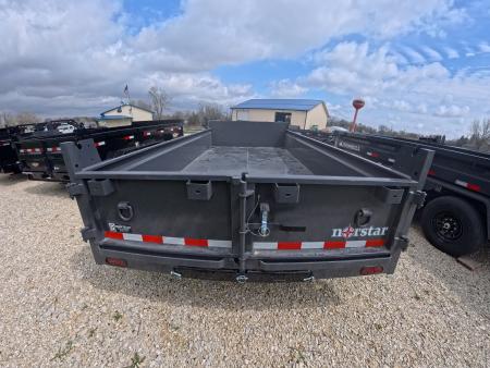New 2026 Norstar 83 x 14 DCB Gray Dump with 14K GVWR, Scissor Hoist, Slide-In Ramps, 14 K Adj. Coupler with 2 5/16" Receiver