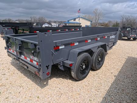 New 2026 Norstar 83 x 14 DCB Gray Dump with 14K GVWR, Scissor Hoist, Slide-In Ramps, 14 K Adj. Coupler with 2 5/16" Receiver