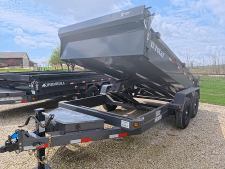 New 2026 Norstar 83 x 14 DCB Gray Dump with 14K GVWR, Scissor Hoist, Slide-In Ramps, 14 K Adj. Coupler with 2 5/16" Receiver