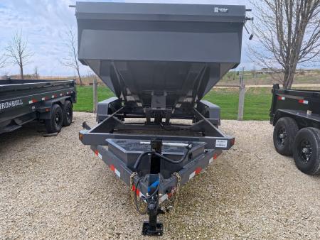 New 2026 Norstar 83 x 14 DCB Gray Dump with 14K GVWR, Scissor Hoist, Slide-In Ramps, 14 K Adj. Coupler with 2 5/16" Receiver