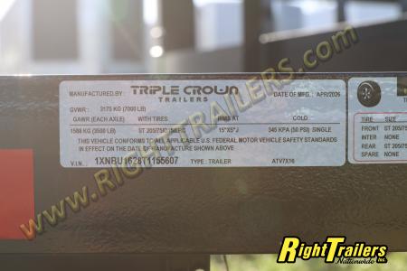 New 2026 7X16 TRIPLE CROWN ATV UTILITY TRAILER