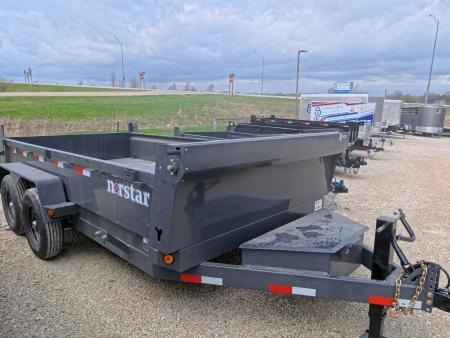New 2026 Norstar 83 x 14 DCB Gray Dump with 2) 7K Straight Axles with Electric Brakes, 10 Ply Tires, Adj. 14K -2 5/16" Coupler