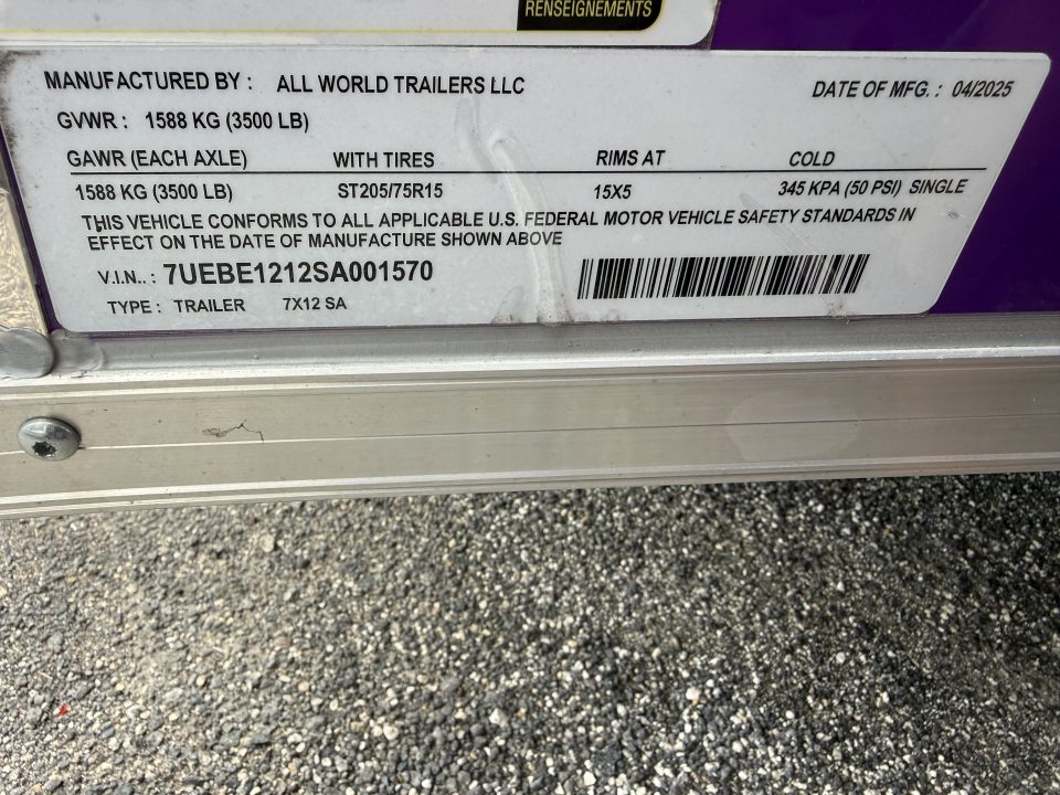 Used 2025 All World Trailers 7 x 12 Purple Enclosed Food Trailer with Fridge & Dish Washing Stations