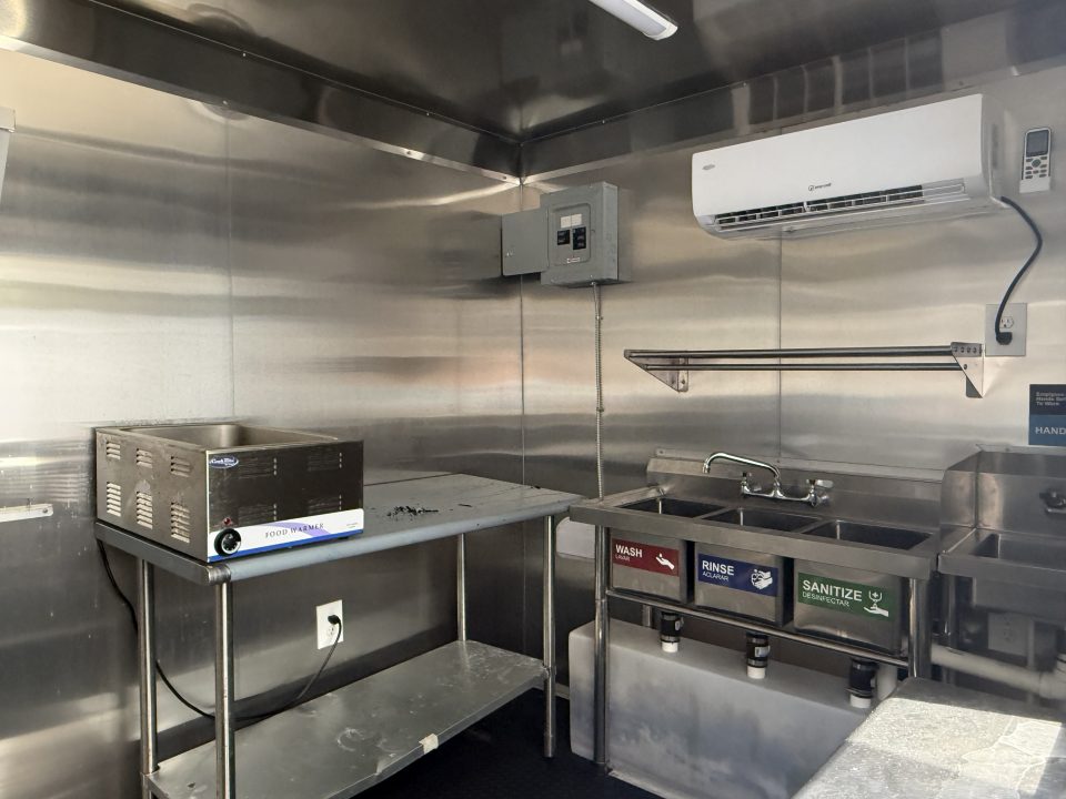Used 2025 All World Trailers 7 x 12 Purple Enclosed Food Trailer with Fridge & Dish Washing Stations