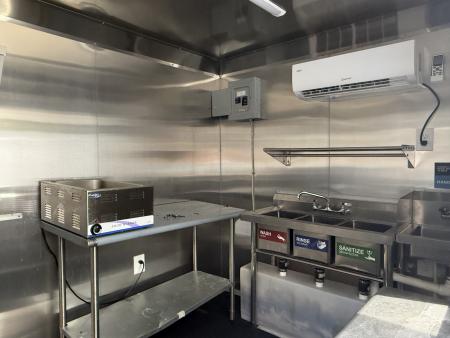 Used 2025 All World Trailers 7 x 12 Purple Enclosed Food Trailer with Fridge & Dish Washing Stations
