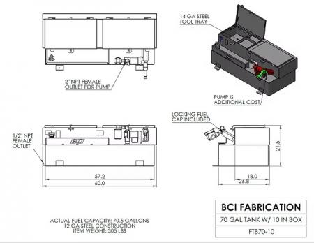 New 2026 BCI Fabrication FTB70-10 Toolbox/Fuel Tank Combo