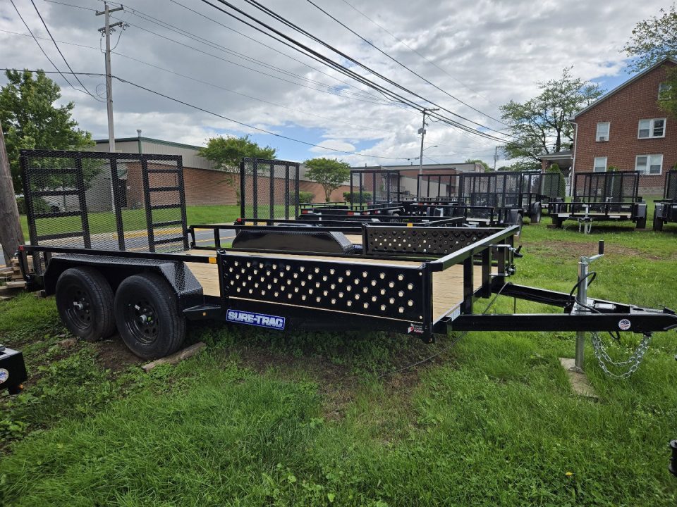 New 7 X 14 Sure-Trac ATV Tube Top Utility Trailer, 7k GVWR w/Removable Side Ramps & Reinforced Gate