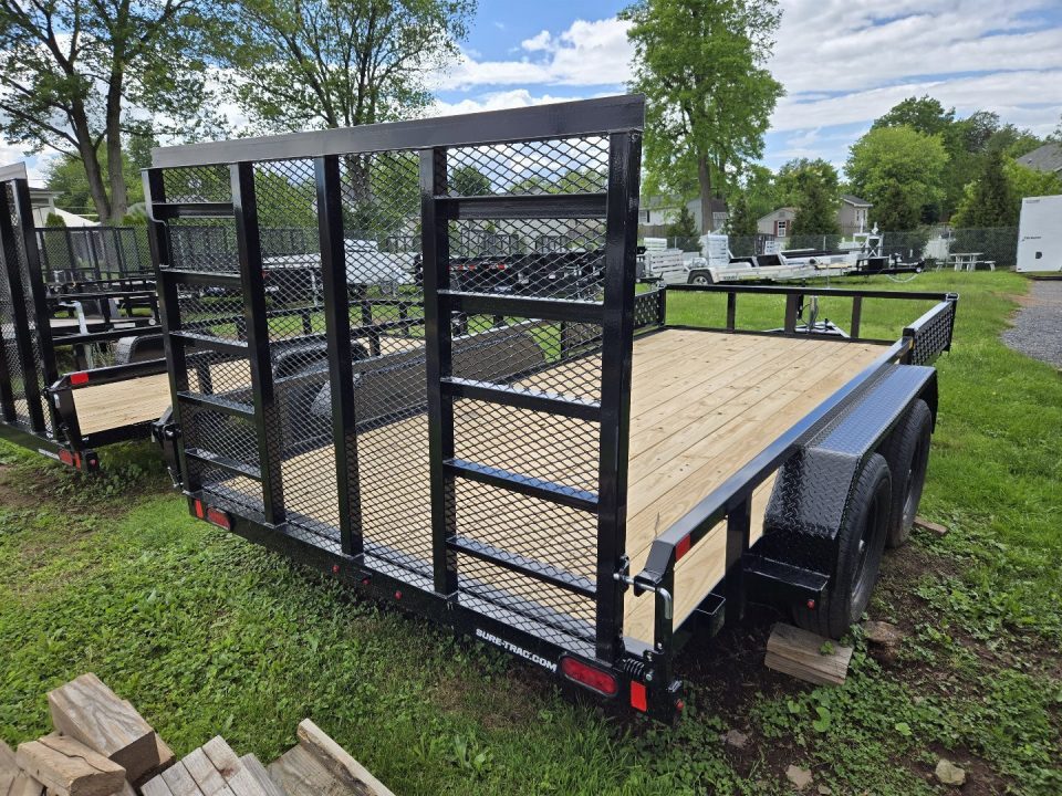 New 7 X 14 Sure-Trac ATV Tube Top Utility Trailer, 7k GVWR w/Removable Side Ramps & Reinforced Gate