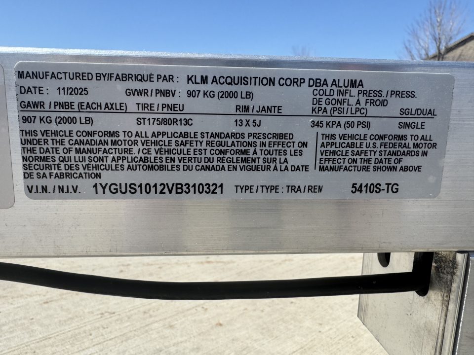 New 2027 Aluma 5410S TG Utility Trailer
