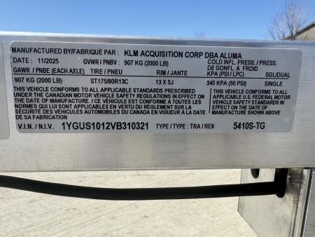 New 2027 Aluma 5410S TG Utility Trailer