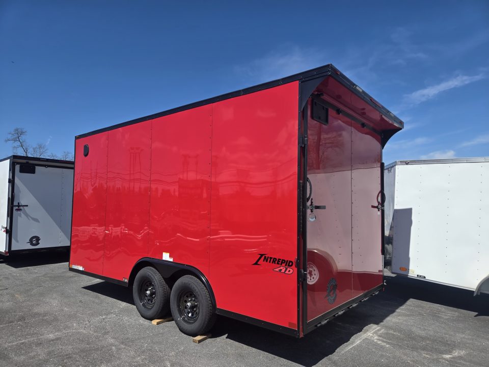 New 8.5 x 16 Homesteader Intrepid HD V-Nose Enclosed Cargo Trailer, 10k GVWR **Red w/ Black Out Trim, 6" Extra Height, Ramp Door Package, Rear Spoiler w/ Lights