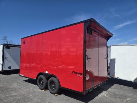 New 8.5 x 16 Homesteader Intrepid HD V-Nose Enclosed Cargo Trailer, 10k GVWR **Red w/ Black Out Trim, 6" Extra Height, Ramp Door Package, Rear Spoiler w/ Lights