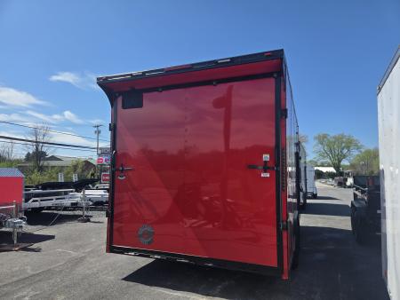 New 8.5 x 16 Homesteader Intrepid HD V-Nose Enclosed Cargo Trailer, 10k GVWR **Red w/ Black Out Trim, 6" Extra Height, Ramp Door Package, Rear Spoiler w/ Lights