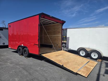 New 8.5 x 16 Homesteader Intrepid HD V-Nose Enclosed Cargo Trailer, 10k GVWR **Red w/ Black Out Trim, 6" Extra Height, Ramp Door Package, Rear Spoiler w/ Lights