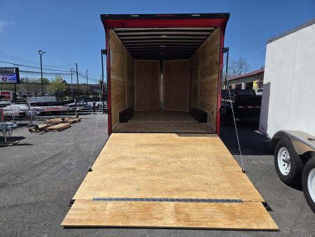 New 8.5 x 16 Homesteader Intrepid HD V-Nose Enclosed Cargo Trailer, 10k GVWR **Red w/ Black Out Trim, 6" Extra Height, Ramp Door Package, Rear Spoiler w/ Lights