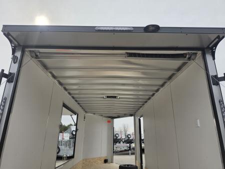 New 7.5 X 18 + 5' V NOSE SNOWMOBILE ENCLOSED ALL ALUMINUM POLY COMPOSITE EXTERIOR 2026 LIGHTNING SIDE ESCAPE DOOR