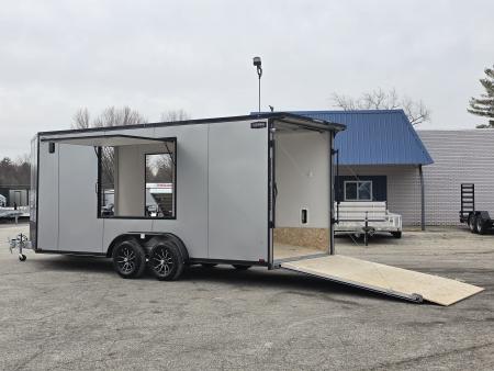 New 7.5 X 18 + 5' V NOSE SNOWMOBILE ENCLOSED ALL ALUMINUM POLY COMPOSITE EXTERIOR 2026 LIGHTNING SIDE ESCAPE DOOR