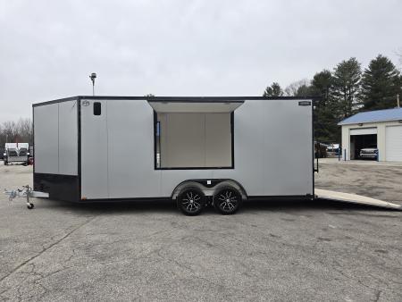 New 7.5 X 18 + 5' V NOSE SNOWMOBILE ENCLOSED ALL ALUMINUM POLY COMPOSITE EXTERIOR 2026 LIGHTNING SIDE ESCAPE DOOR