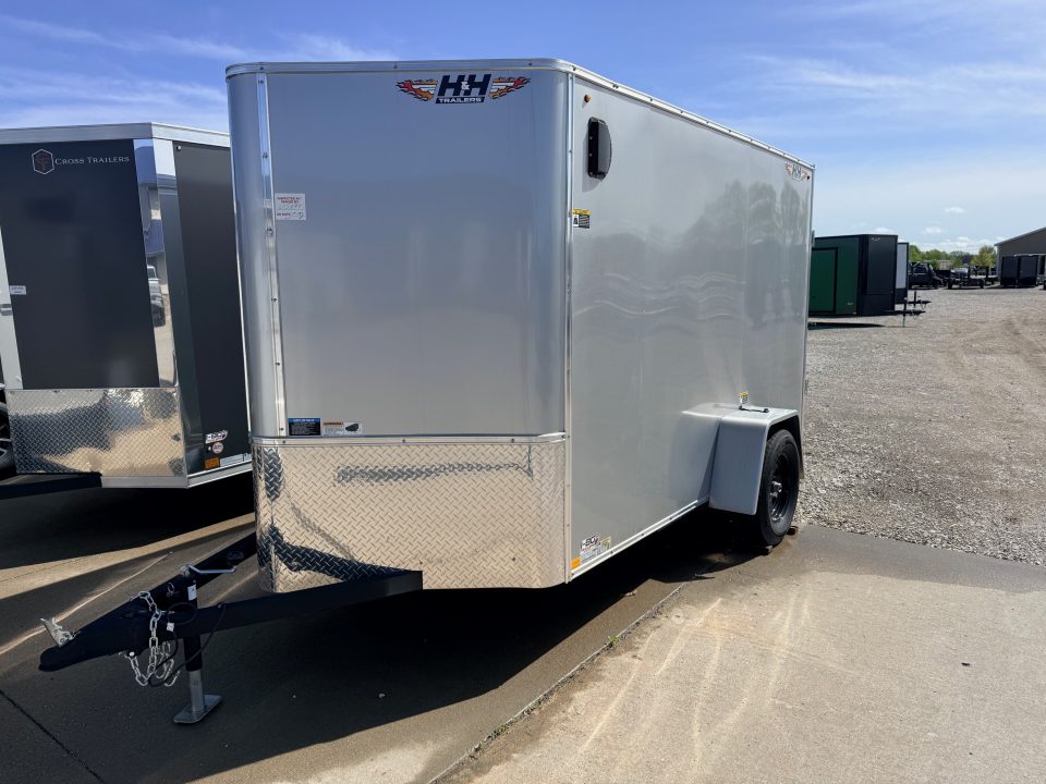 New 2026 H&H Silver 6'x10' 3k Flat Top V-Nose Enclosed Cargo Trailer