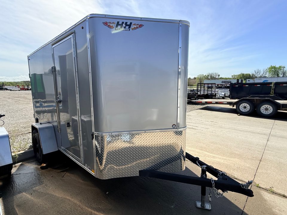 New 2026 H&H Silver 6'x10' 3k Flat Top V-Nose Enclosed Cargo Trailer