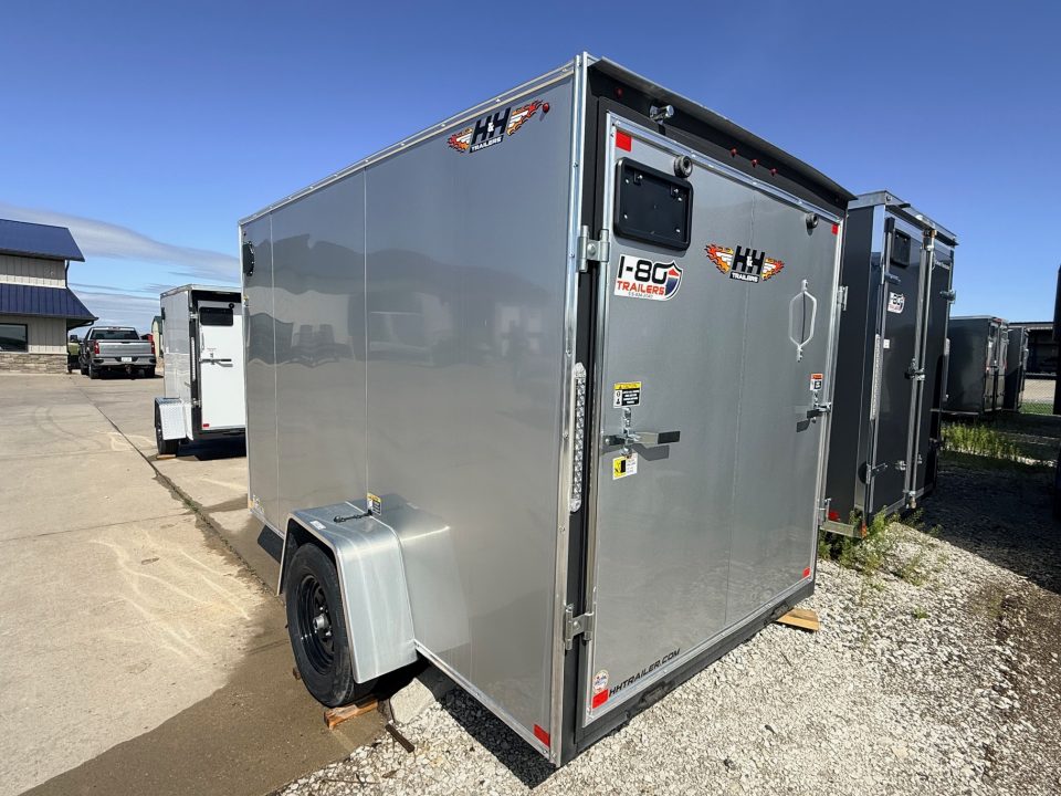 New 2026 H&H Silver 6'x10' 3k Flat Top V-Nose Enclosed Cargo Trailer