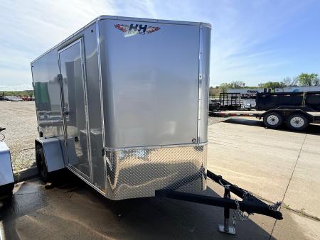 New 2026 H&H Silver 6'x10' 3k Flat Top V-Nose Enclosed Cargo Trailer