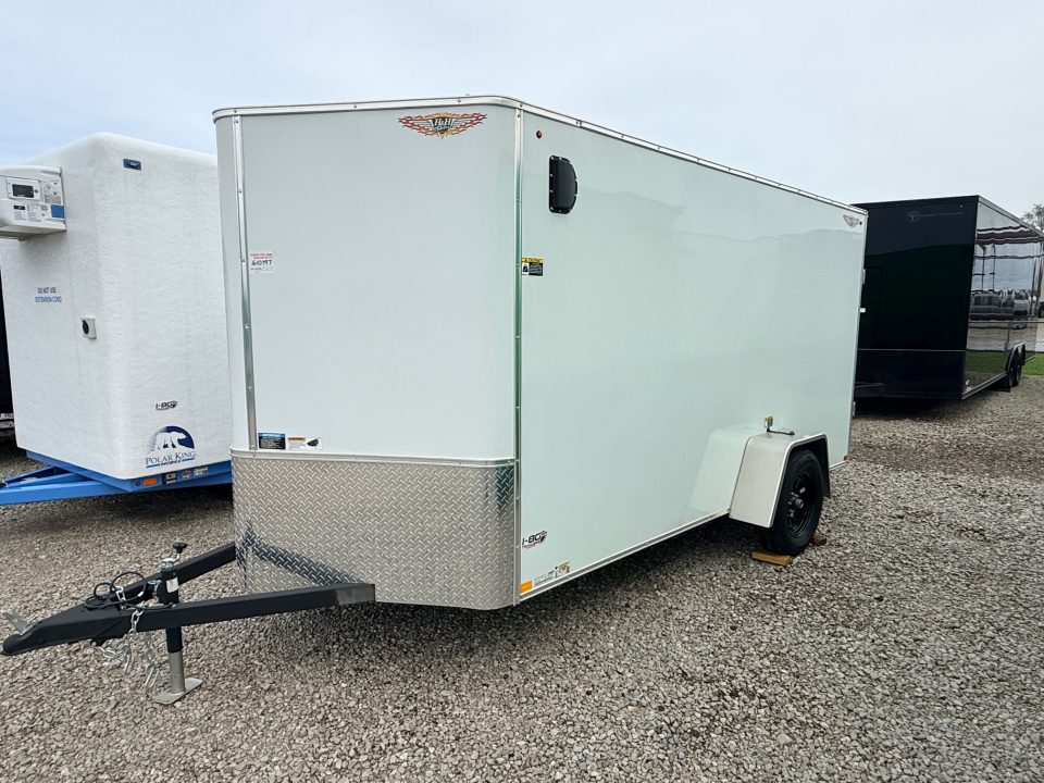 New 2026 H&H White 6'x12' 3k Flat Top V-Nose Enclosed Cargo Trailer