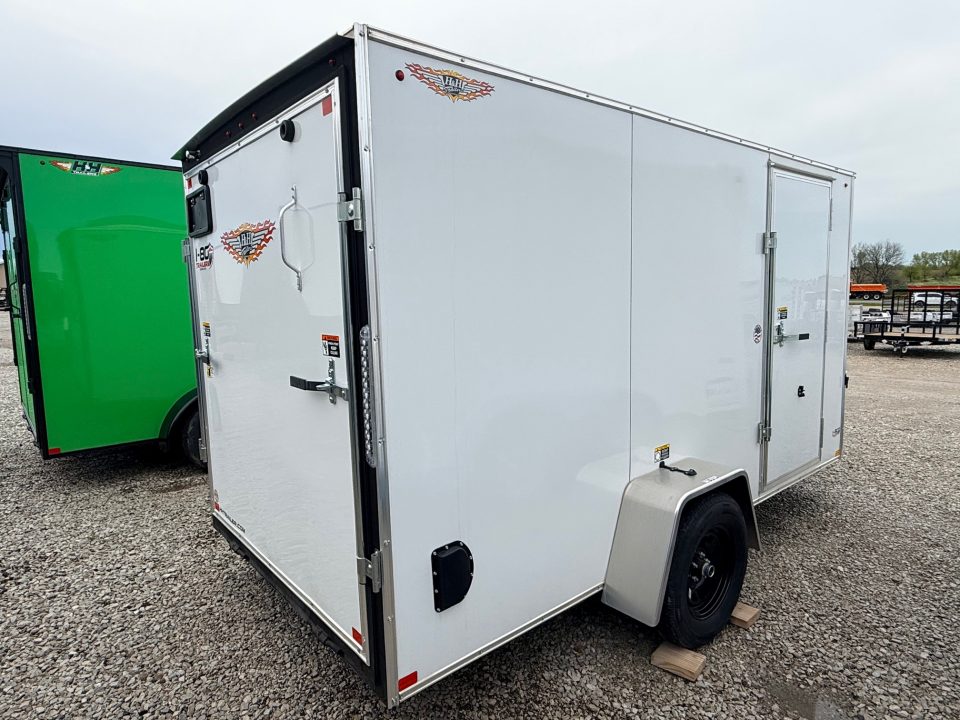 New 2026 H&H White 6'x12' 3k Flat Top V-Nose Enclosed Cargo Trailer